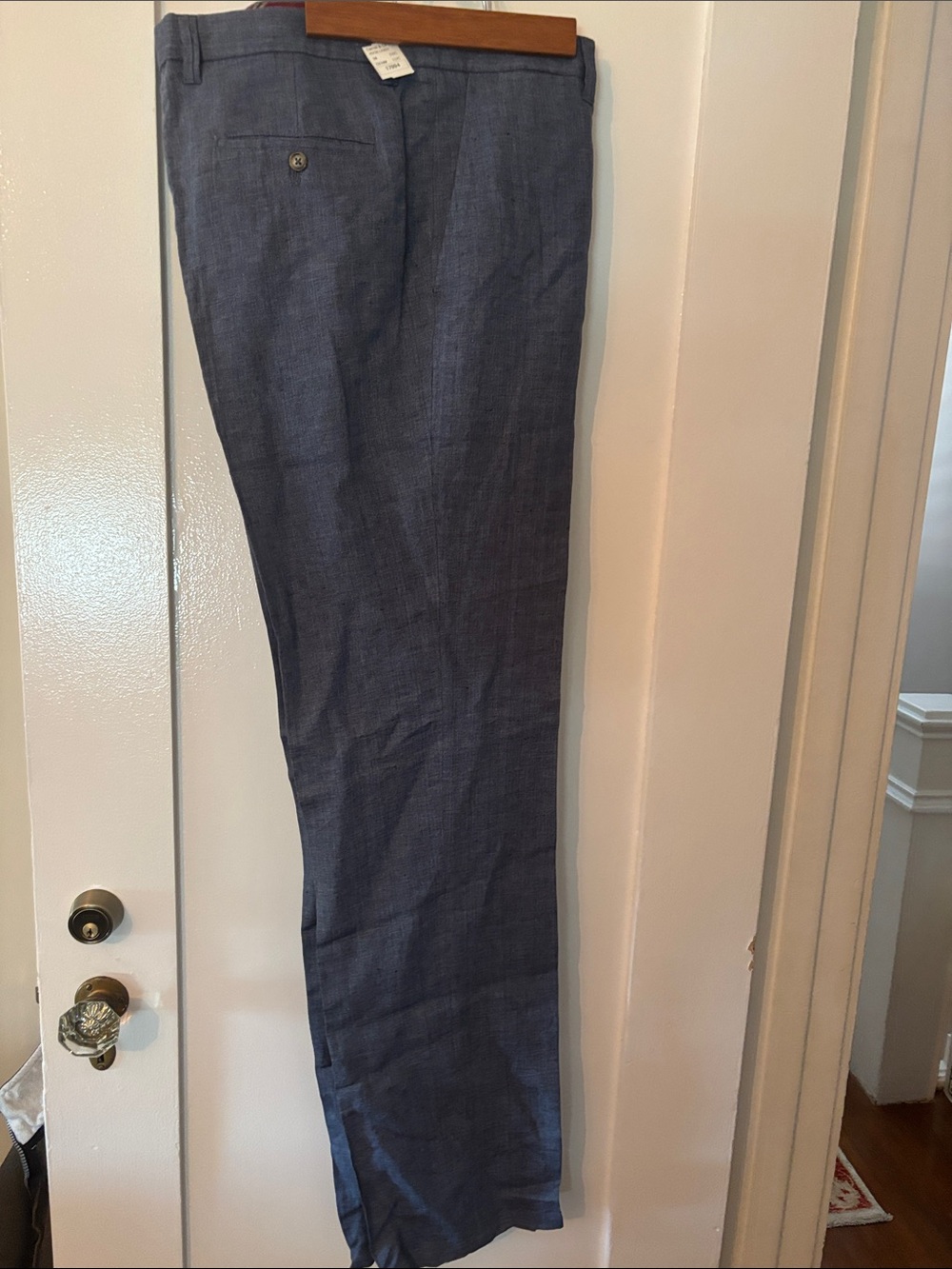 Luciano Barbera Gray Denim-Look Linen Dress Pants - Picture 3 of 5